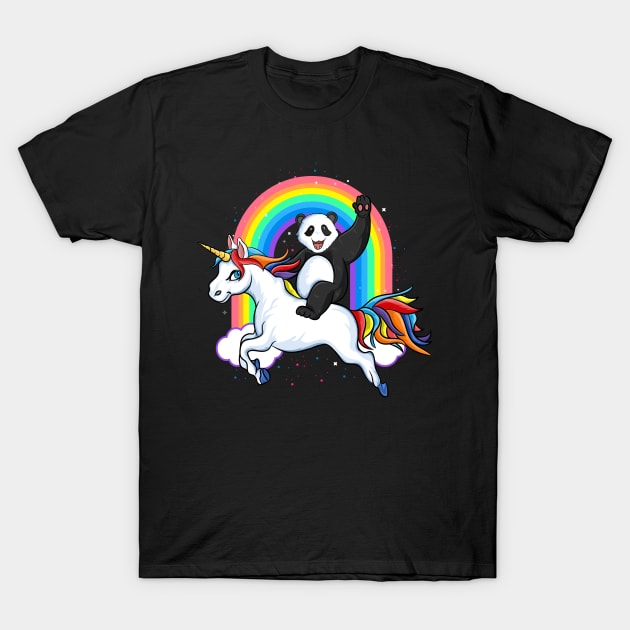 Panda Riding Unicorn Pandicorn Rainbow universe Birthday T-Shirt by UNXart
